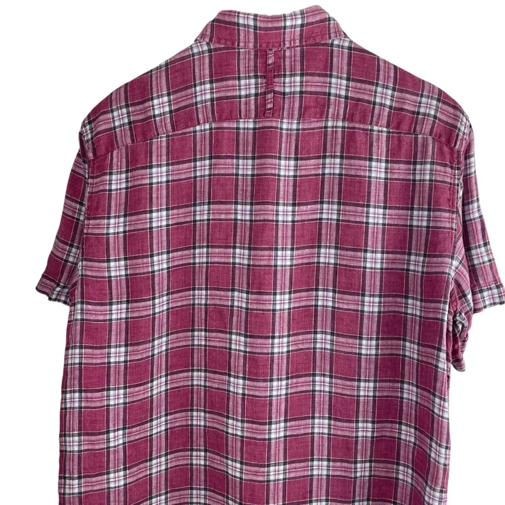 Banana Republic | Red Plaid Camden Standard Fit Linen Shirt